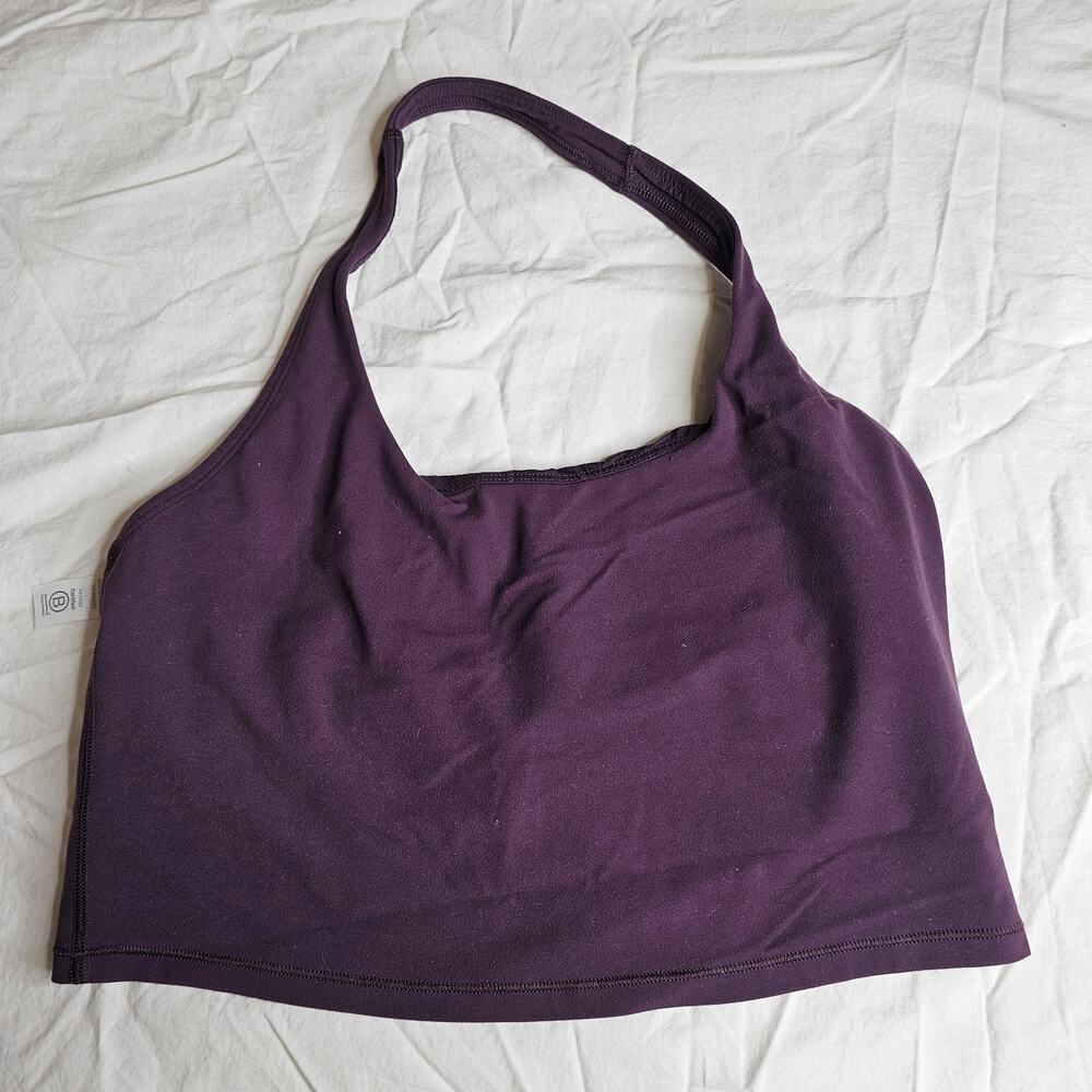 ATHLETA Purple Halter Crop Top Sports Bra size Midium - Picture 2 of 9